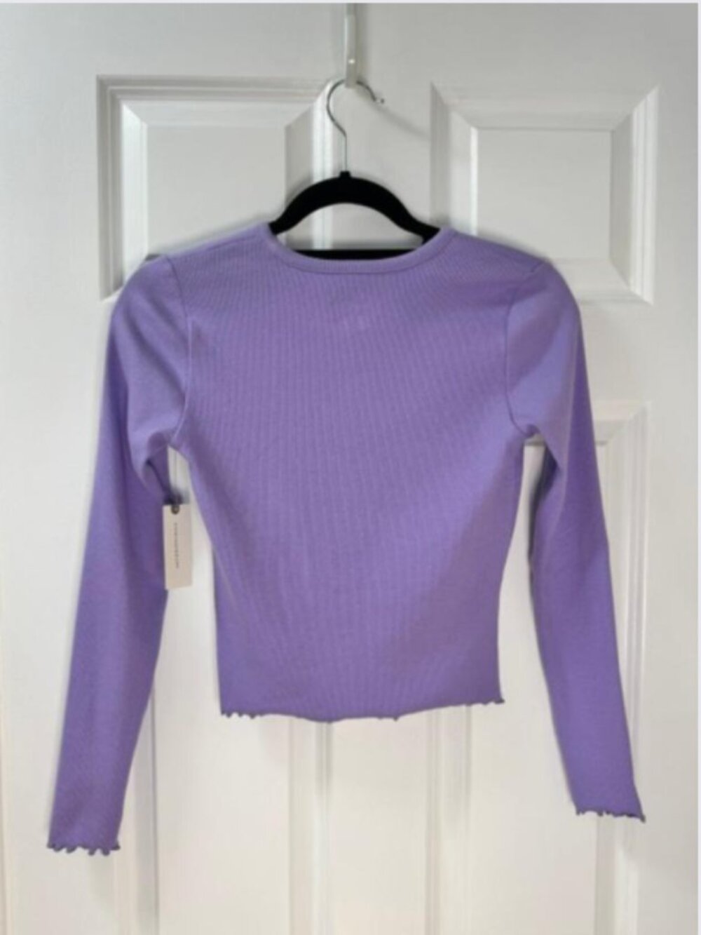 Pilcro Long-Sleeve Ruffle-Hem Cardigan in Crocus Bloom - Size X-Small - NWT - Picture 6 of 9